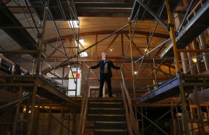 Robert Sindelar, managing partner of Third Place Books in Lake Forest Park, is overseeing construction of Third Place's new bookstore in Seward Park, Mon., Feb. 8, 2016, in Seattle.